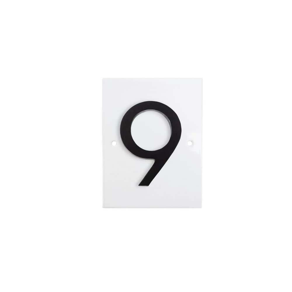 "Horizontal Floating Modern Address Plaque (4"" Numbers-1 Character)-White/Black" product image for price tracking