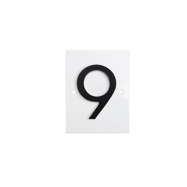 Horizontal Floating Modern Address Plaque (4 in. Numbers-1 Character)-White/Black