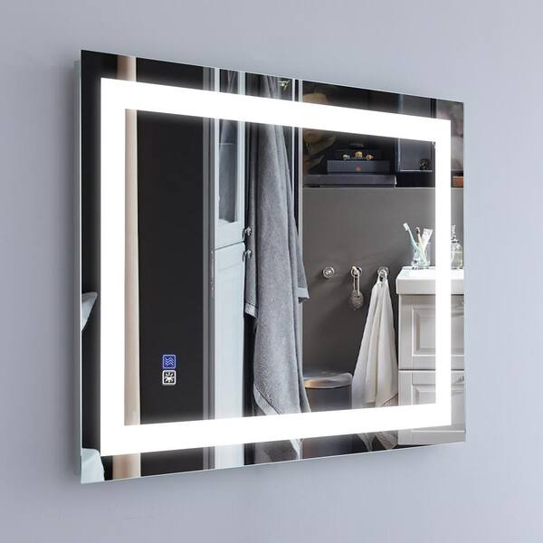 Xspracer Victoria 24 in. W x 32 in. H Rectangular Frameless Anti-Fog Wall Mounted Bathroom Vanity Mirror in White, Silver