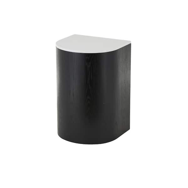 Caspian 16 in. Black Cutout Large Arched Marble Tabletop Wood End Table