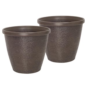 Chariton 16 in. Dia Brown Resin Planter (2-Pack)