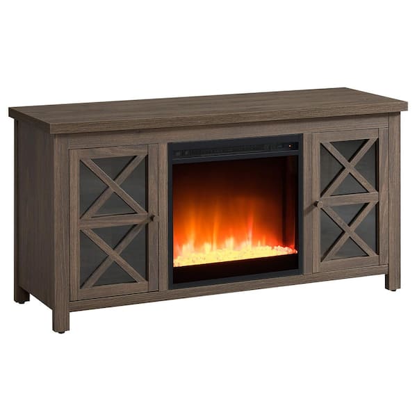 Meyer&Cross Colton 47.75 in. Alder Brown TV Stand with Crystal Fireplace Insert Fits TV's up to 55 in.