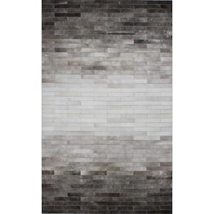 Santa Fe Grey 4 ft. x 6 ft. Striped Contemporary Accent Rug