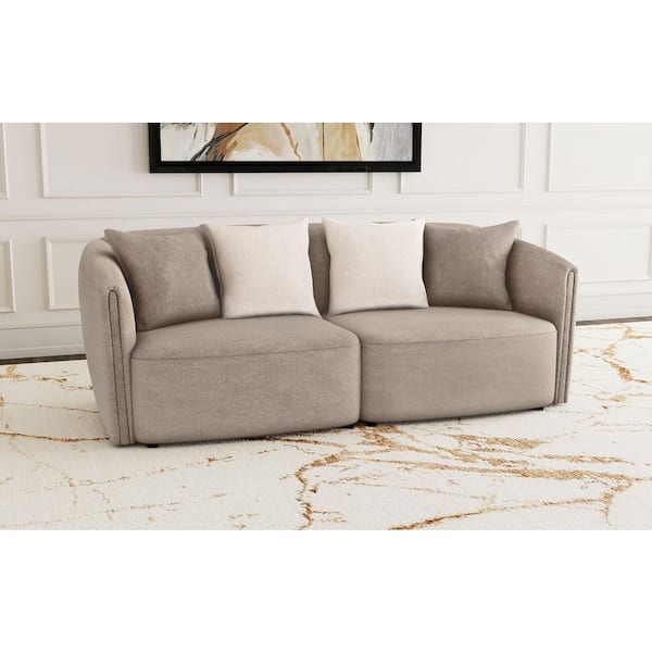 Townsend 83.5 in. Slope Arm Chenille Upholstered Rectangle Sofa in. Latte