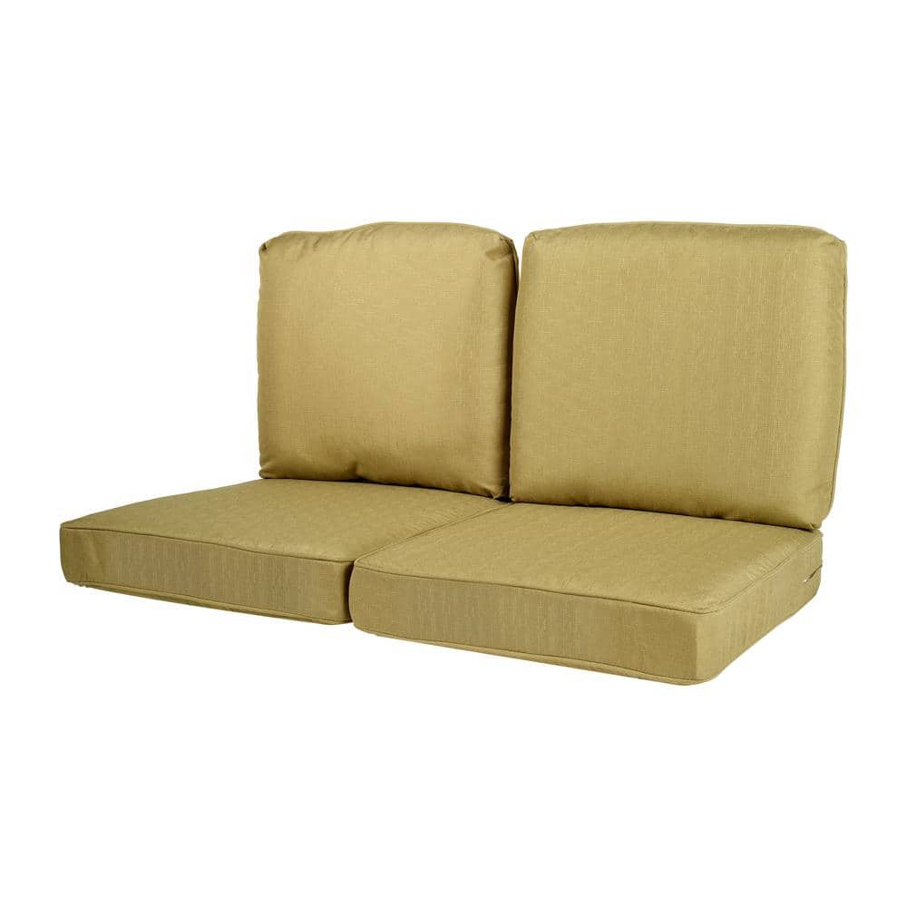 Spring Haven 23.5 in. x 26.5 in. 4-Piece Outdoor Loveseat Cushion Set in Gr