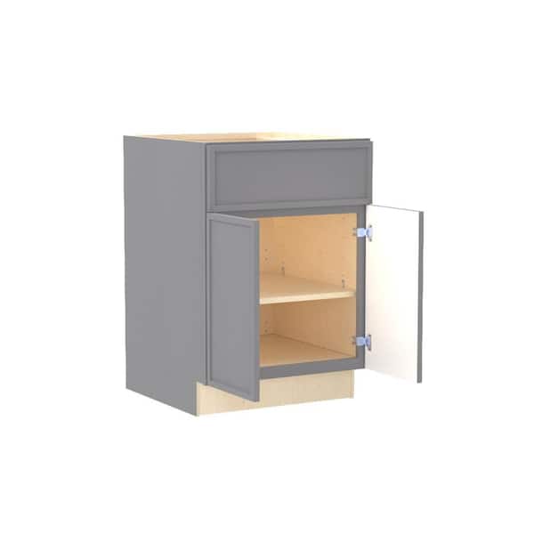 Home Decorators Collection Franklin 24 in. W x 21 in. D x 34.5 in. H Assembled Plywood Base Bath Cabinet in Veiled Gray with Soft Close
