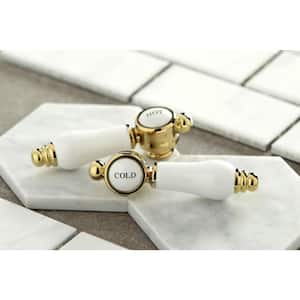 Vintage Porcelain Old-Fashion Basin 8 in. Widespread 2-Handle Bathroom Faucet in Polished Brass