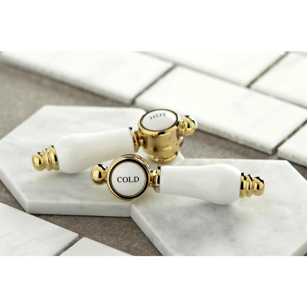 Polished Brass Widespread Bathroom Faucet with Lever Handles