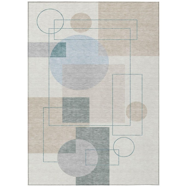 Chantille Machine Washable Indoor/Outdoor Abstract ACN2500 Ivory 5 ft. x 7 ft. 6 in. Area Rug