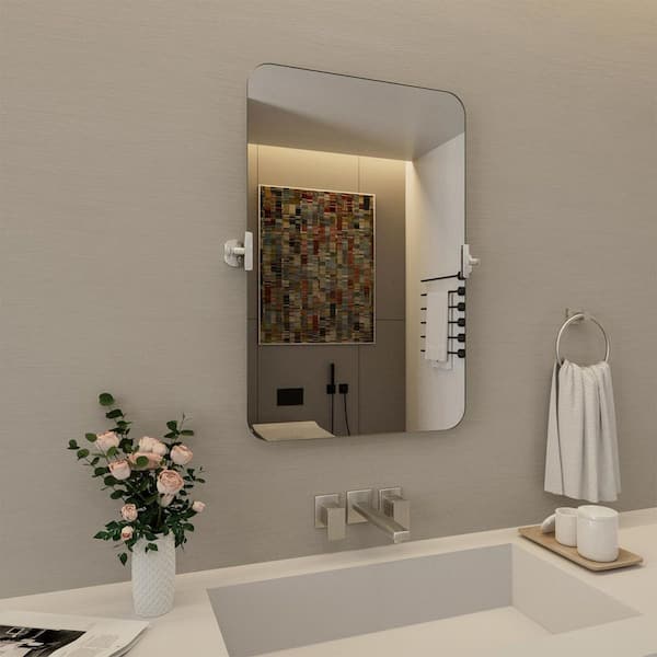 Nivorix Lunavo 20 in. W x 30 in. H Rectangular Framed Tilt Wall Mount Bathroom Vanity Mirror in Brushed Nickel