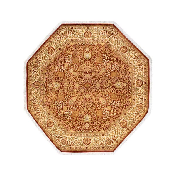 Mogul Traditional Orange 6 ft. 1 in. x 6 ft. 1 in. Oriental Area Rug