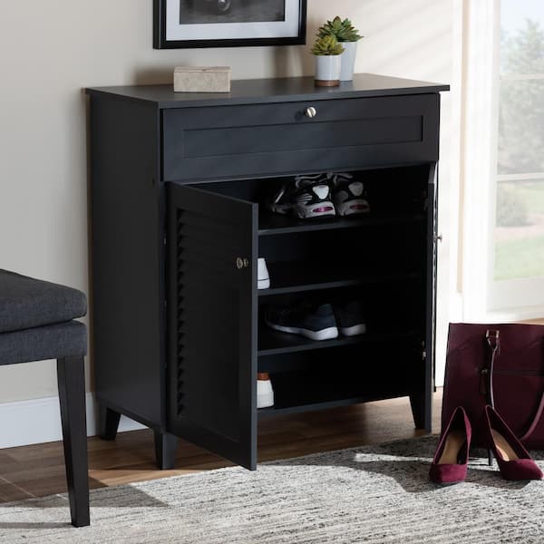 Baxton studio coolidge shoe online storage cabinet with drawer