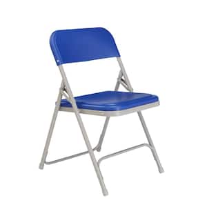 Blue Plastic Seat Stackable Outdoor Safe Folding Chair (Set of 4)