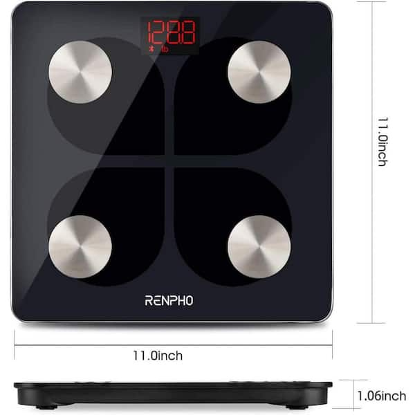 RENPHO USB Rechargeable Smart Scale for Weight & Body Fat, Black, 396 lbs 