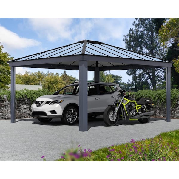 Colorado 14 ft. x 16 ft. Gray/Gray Opaque Outdoor Carport
