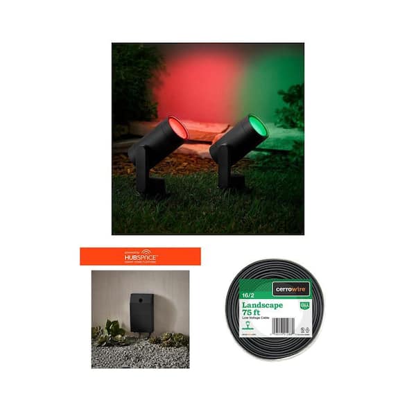 Hartford 351 Lumen Bollard Light, 100 ft. 14/2 Wire, 450 Lumen Spotlight & 200 Watt Transformer Combo