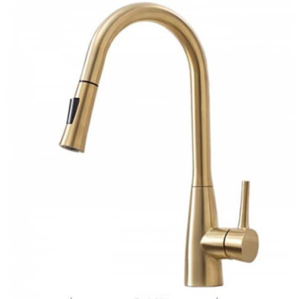 Unbranded Single Handle Deck Mounted Standard Kitchen Faucet with Deckplate Included in Gold