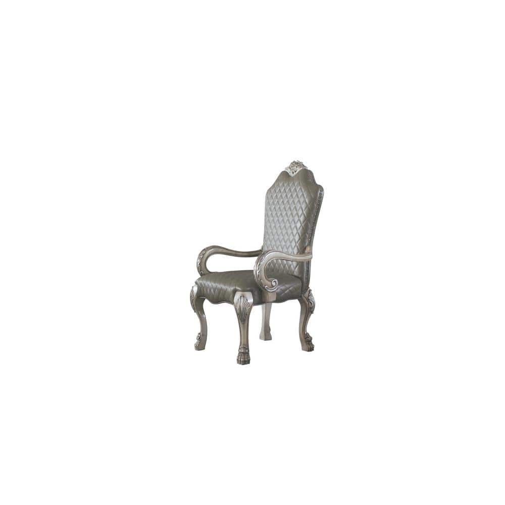 Dresden Vintage Bone White Floral Leather Accent Chair