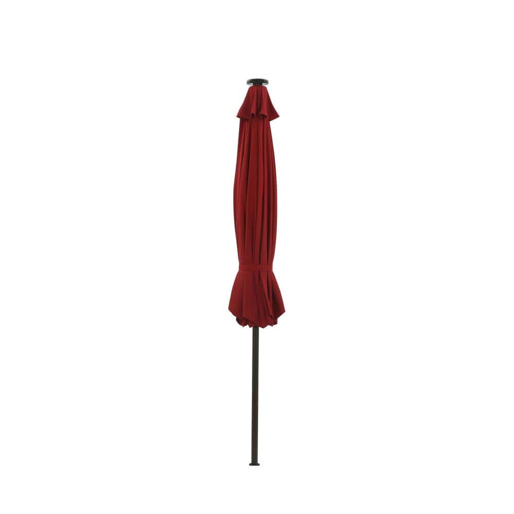 9 ft. Market Outdoor Patio Umbrella with LED in Red