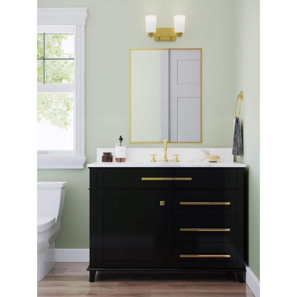 Adley Collection 13.875 in. 2-Light Satin Brass Etched Opal Glass New Traditional Bath Vanity Light price history on PriceWatchPro
