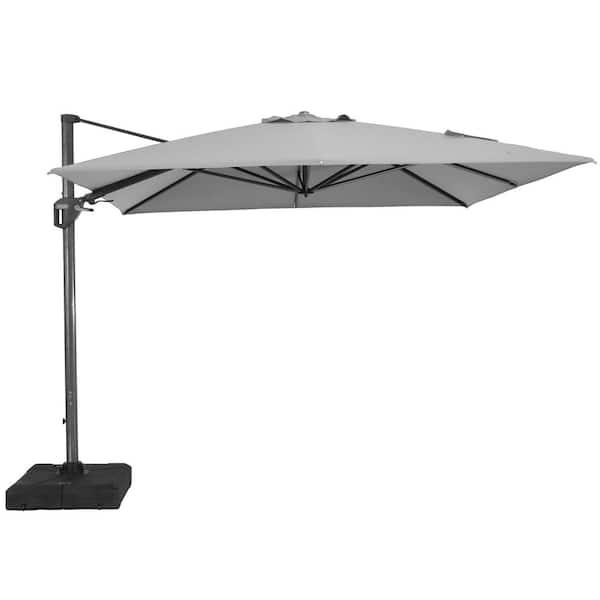 Clihome 11FT Square Cantilever Patio Umbrella in Gray (with Base)