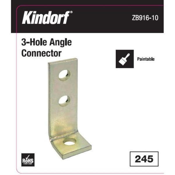 3-Hole 90° Angle Bracket Galv-Krom (Strut Fitting) (ZB916-10)
