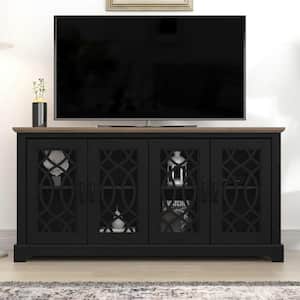 Raccon 59.1 in. Black with Knotty Oak TV Stand Fits TV's up to 65 in.