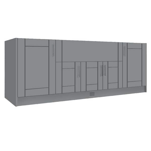Sanibel Lighthouse Gray All-Weatherboard Composite 28 in. x 90 in. x 34.5 in. Outdoor Kitchen Cabinet Island Set