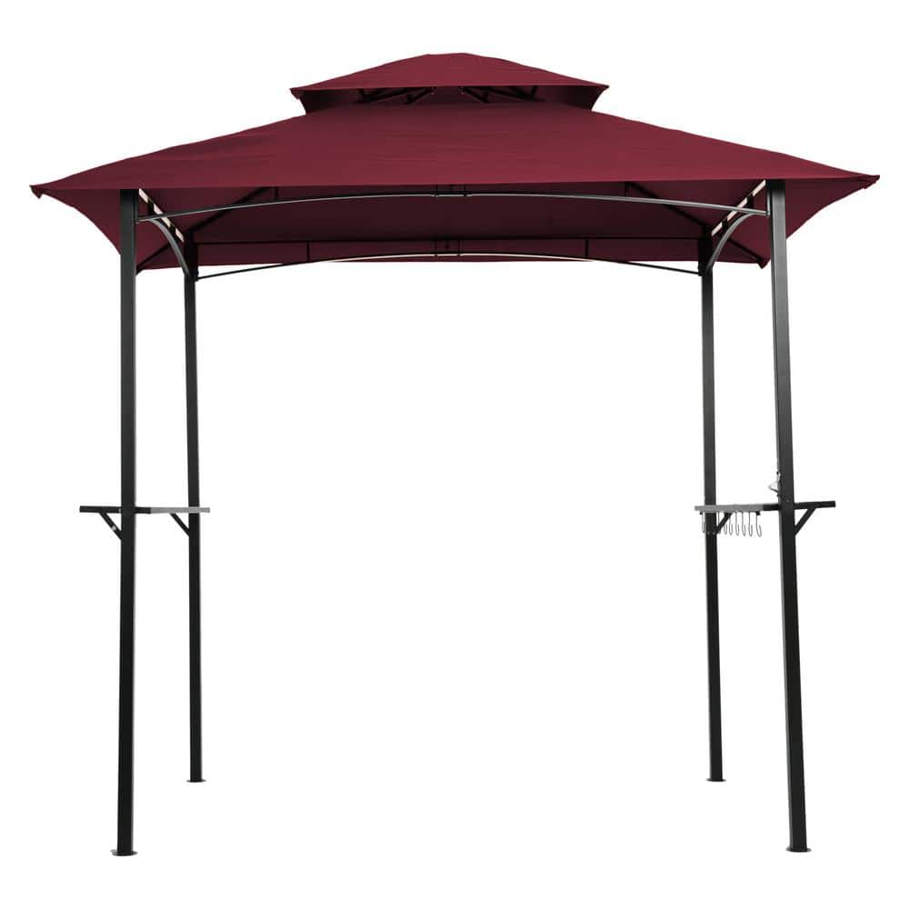 Willit 7.9 ft. x 4.9 ft. Red Outdoor Grill Gazebo with Light, Shelter ...