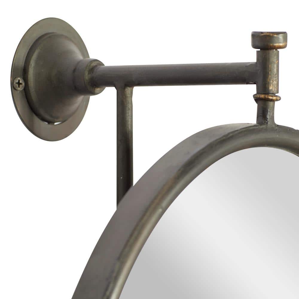 Bronze Oval Full Length Wood Wall Mirror, 15" x 28.6"