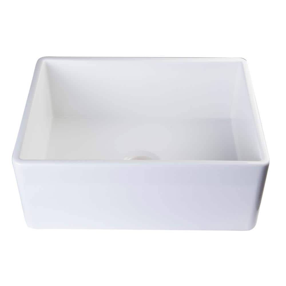 White Fireclay Farmhouse Apron Single Bowl Kitchen Sink