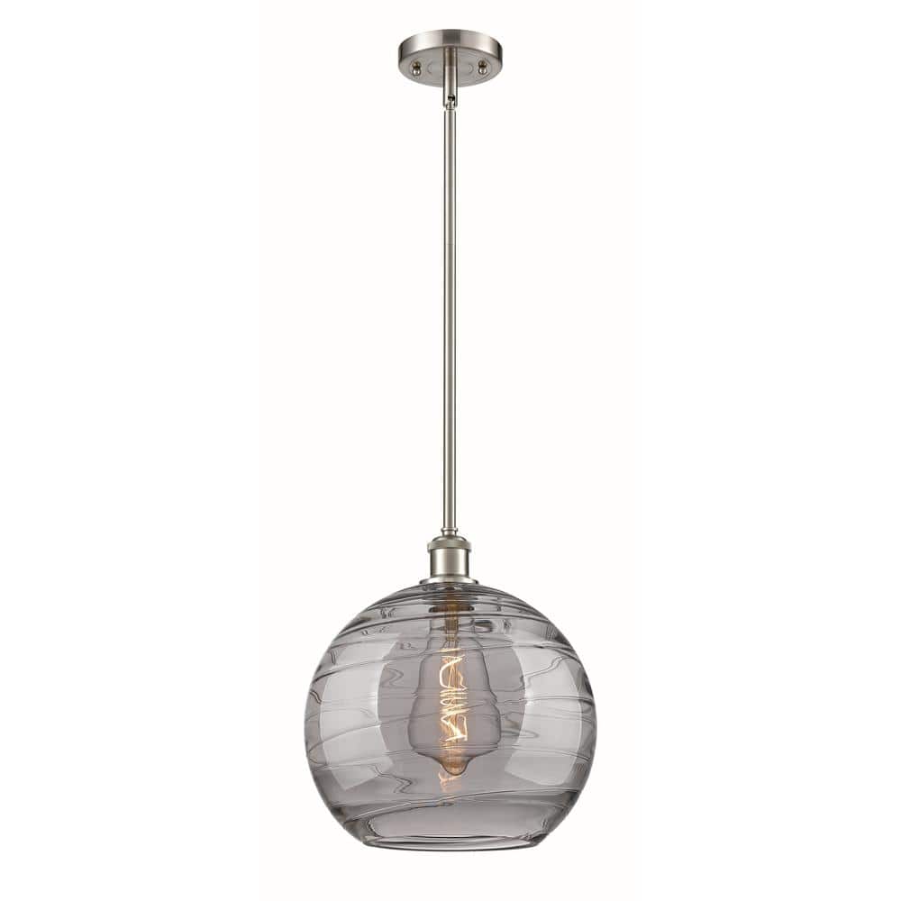 Athens Deco Swirl 100-Watt 1-Light Brushed Satin Nickel Standard Mini Pendant Light with Painted Glass Shade price history on PriceWatchPro