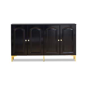 61.42 in. W x 14.96 in. D x 31.49 in. H Black Linen Cabinet with Adjustable Shelf, Console Table