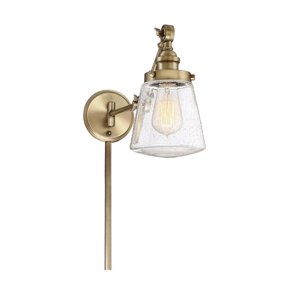 Natural Brass Dimmable Direct Wired Electric Wall Sconce