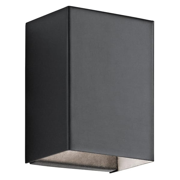 KICHLER Walden 7.25 in. 1-Light Textured Black Outdoor Hardwired Wall Lantern Sconce with Integrated LED (1-Pack)