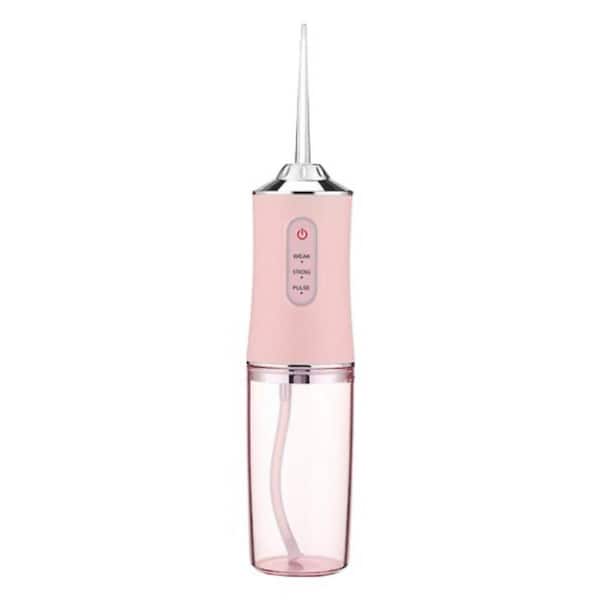 Aoibox 11.06 in. x 2.36 in. x 2.36 in. Portable Oral Irrigator IPX7 Water Jet Floss 3-Mode Oral Care with 4 Nozzles in Pink