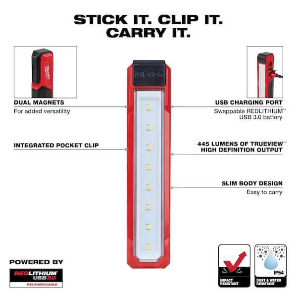 Milwaukee 445 Lumens LED REDLITHIUM USB Rover Pocket Flood Light