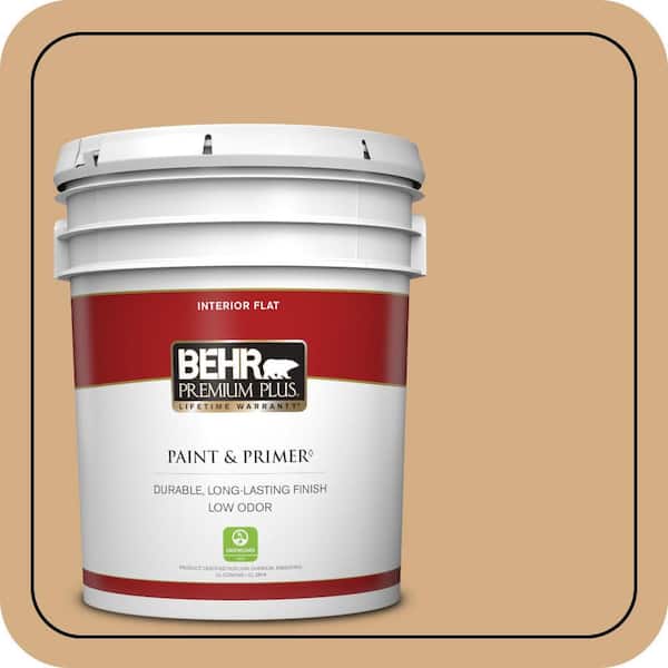 BEHR PREMIUM PLUS 5 gal. #S270-4 Praline Flat Low Odor Interior Paint & Primer