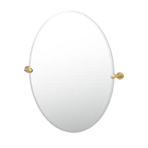 Latitude 28.5 in. W x 32 in. H Frameless Oval Beveled Edge Bathroom Vanity Mirror in Brushed Brass