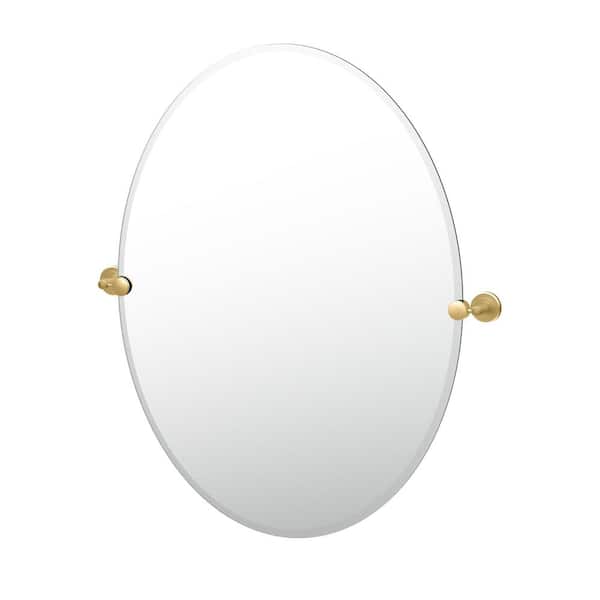 Gatco Latitude 28.5 in. W x 32 in. H Frameless Oval Beveled Edge Bathroom Vanity Mirror in Brushed Brass