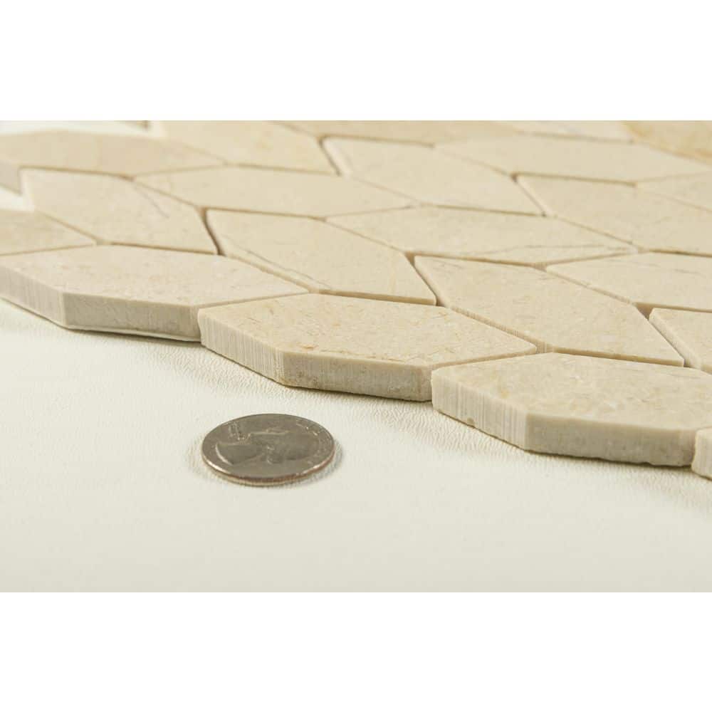 Latte Cream Off-White Natural Stone Geometric Mosaic Tile