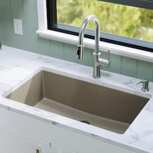 QU- 812 Quartz/Granite 32.5 in. Large Single Bowl Undermount Kitchen Sink in Concrete