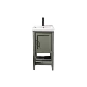 17.5 in. W x 13.5 in. D PEWTER GREEN with Ceramic Vanity Top in White with White Basin