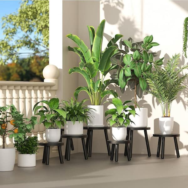 Black Wood Plant Stand (11 in. H W x 11 in. H H) 3-Pack L0FH9NRPNK