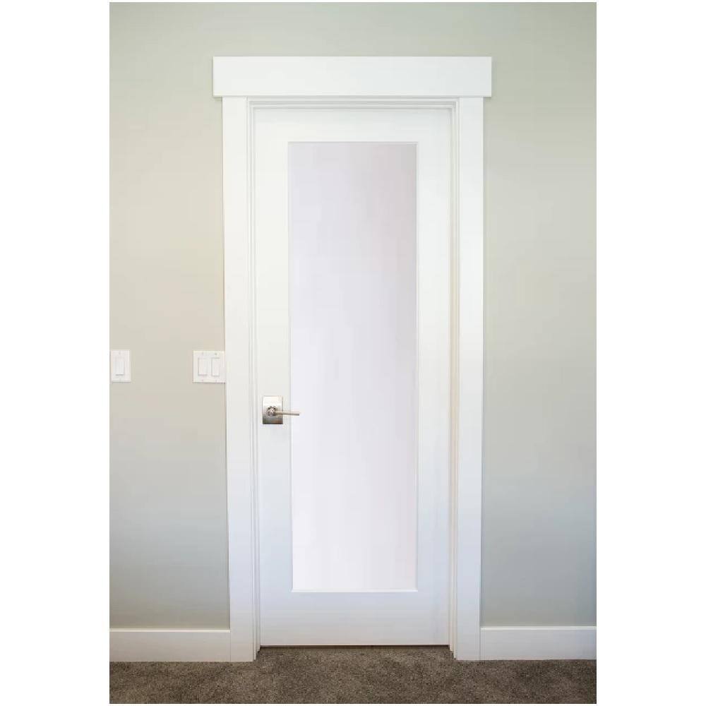 Primed White MDF 30" x 80" Satin Glass Prehung Interior Door