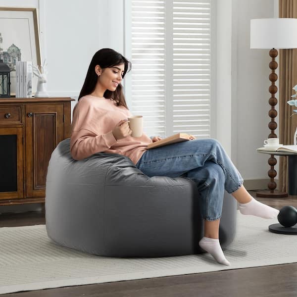 JEAREY Dutch Flannel Polyester Small Memory Foam Grey Bean Bag