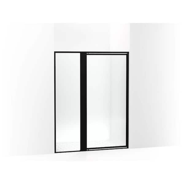 Attend 54 in. W x 69 in. H Pivot Framed Shower Door in Matte Black