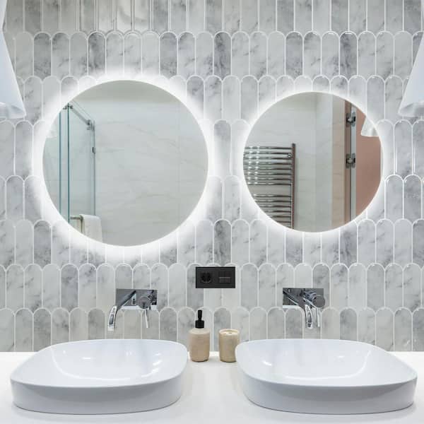 Grey Marble 12 in. x 12 in. Vinyl Peel and Stick Backsplash, Self-Adhesive Wall Tiles for Kitchen Bathroom (10-Pack)