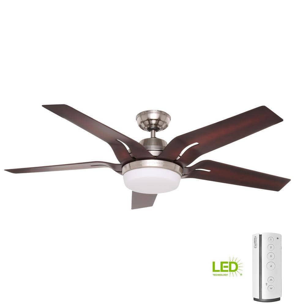 Correne 56" Brushed Nickel Ceiling Fan with Coffee Beech Blades and LED Light