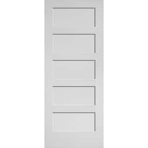 32 in. x 80 in. MDF Series Primed White Smooth 5-Panel Equal Solid Core Composite Interior Door Slab